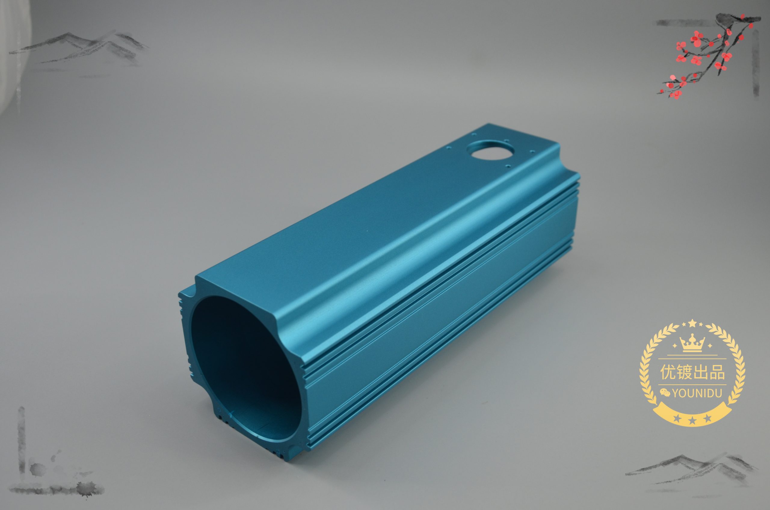 铝合金6061-型材挤压-CNC加工-喷砂150目-阳极氧化蓝色